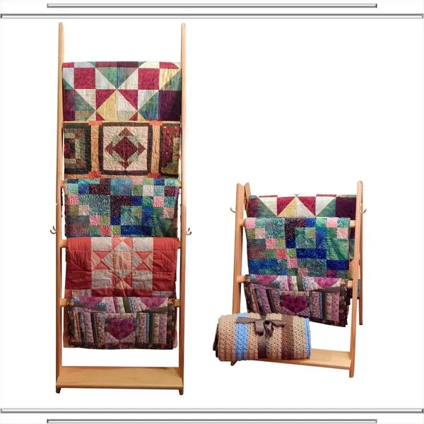Built by Briick Quilting The LadderRack 2-in-1 Quilt Display Rack (5 Rung/30 Model/Golden Pecan)