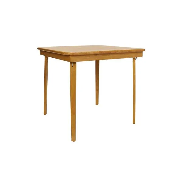 MECO Stakmore Straight Edge Solid Wood Folding Card Table, Folds to Deep 3.38 Inches for Easy Storage, 29.5″H x 32″W x 32″D, Oak Finish