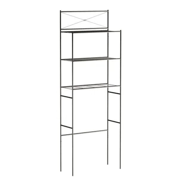 Zenna Home Over the Toilet Storage, Metal Bathroom Spacesaver with 3 Shelves, Cross-Style Storage Cabinet, Easy Assembly, Oil Rubbed Bronze