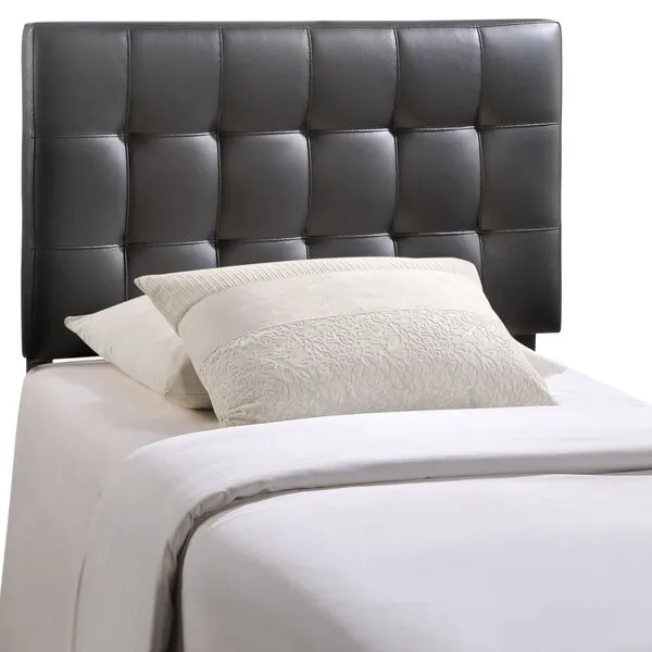 Modway Lily Tufted Faux Leather Upholstered Twin Headboard in Black