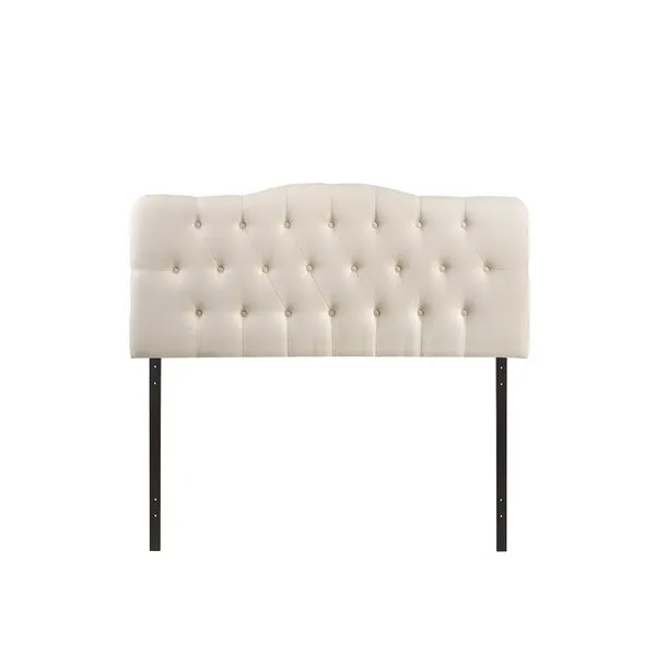 Modway Annabel Tufted Button Linen Fabric Upholstered Queen Headboard in Ivory