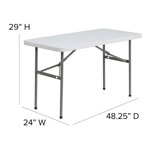Flash Furniture Elon 4' Rectangular All-Occasion Plastic Folding Event Table, Foldable Portable Banquet Table for Indoor/Outdoor Events, White