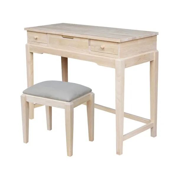 International Concepts, Unfinished Vanity Table with Bench