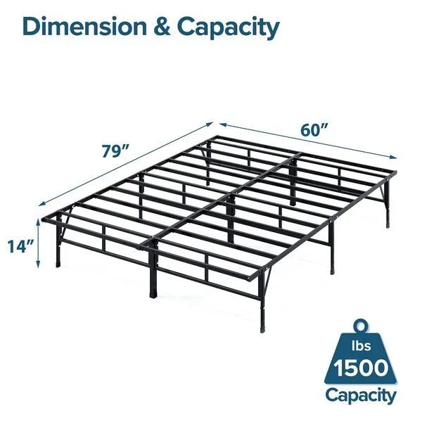 ZINUS SmartBase Compack Mattress Foundation, 14 Inch Metal Bed Frame, No Box Spring Needed, Sturdy Steel Slat Support, Queen