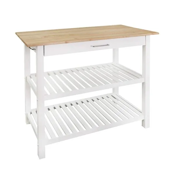 Casual Home Solid Hardwood Top, Natural/White, 40
