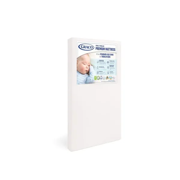 Graco Premium Crib & Toddler Mattress - GREENGUARD Gold, OEKO-TEX STANDARD 100, and CertiPUR-US Certified Baby Crib Mattress, Waterproof Sleep Surface, Machine Washable Cover, Standard Crib Mattress