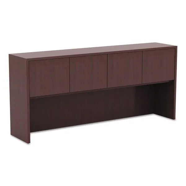 Alera ALEVA287215MY Valencia Series 70.63 in. x 15 in. x 35.38 in. Hutch with Doors - Mahogany