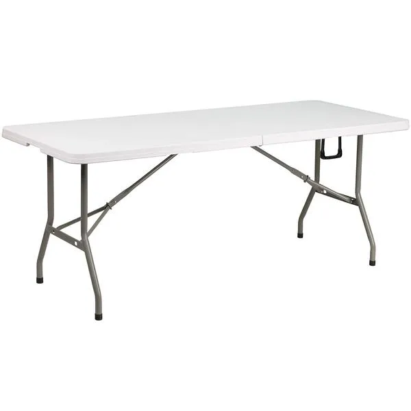 Flash Furniture Elon 6\' Rectangular Plastic Folding Event Table, Portable Banquet Table for Indoor/Outdoor Events, White