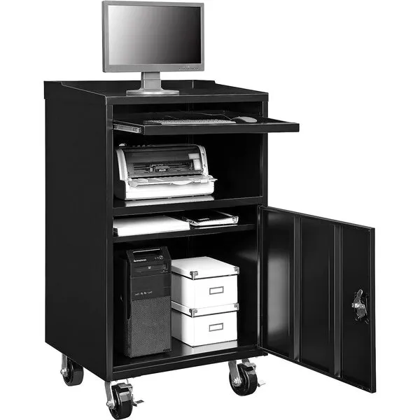 Global Industrial Mobile Computer Cabinet, Black, 27