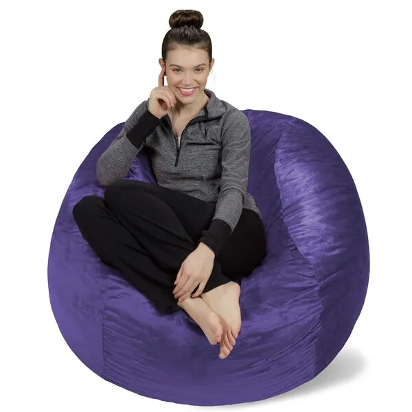 Sofa Sack Bean Bag Chair - Plush, Ultra Soft - Memory Foam Bean Bag Chair with Microsuede Cover - Stuffed Foam Filled Furniture and Accessories for Dorm Room 4 Feet - Purple