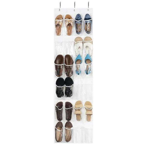 ZOBER Over the Door Shoe Organizer, 24 Pockets - Hanging Shoe Rack W/Mesh Pockets to Store Shoes, Towels, Snacks, Toys - Closet, Pantry Storage