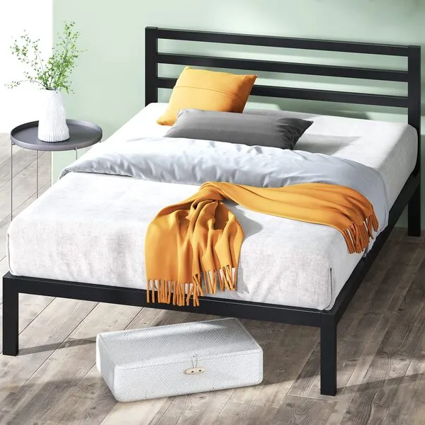 ZINUS Mia Metal Platform Bed Frame with Headboard, Wood Slat Support, No Box Spring Needed, Easy Assembly, Full