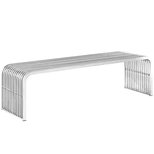 Modway Pipe Contemporary Modern Stainless Steel Metal Bench, 60