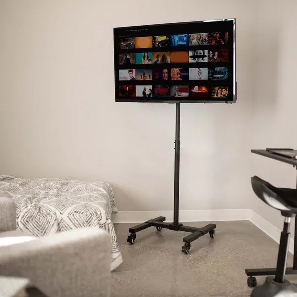 VIVO Mobile TV Display Stand for 13 to 42 inch LED LCD Flat Panel Screens, Rolling Floor Stand Height Adjustable Mount with Wheels STAND-TV07W