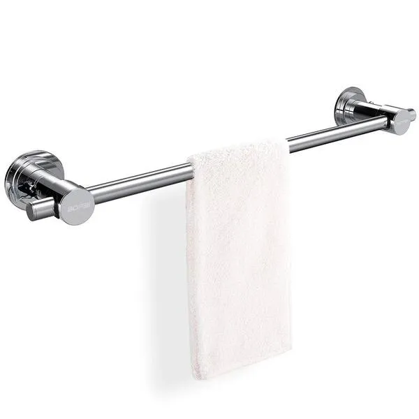 BOPai 24 inch Vacuum Suction Cup Towel Bar, Removeable Shower Mat Rod Shower Door Adhesive Towel Bar Suction Towel Rack, Premium Chrome