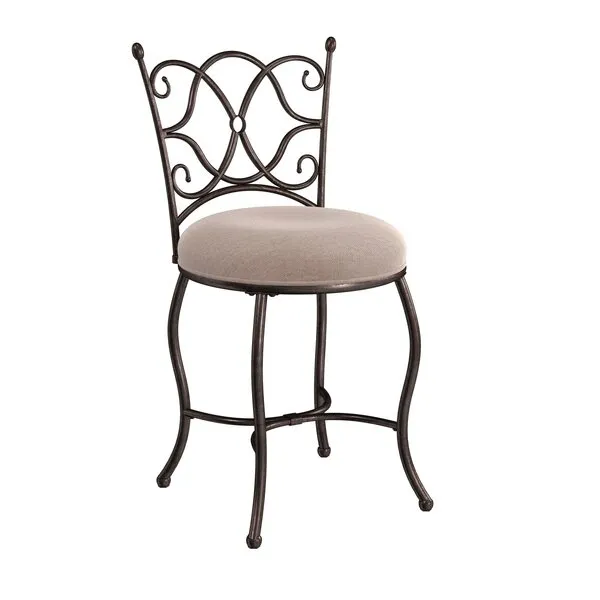 Hillsdale Vanity Stool Brody Metal FOR Makeup Room or Bathroom, Rubbed Gray
