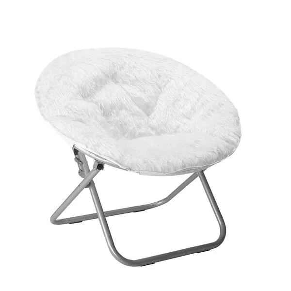 Urban Lifestyle Mongolian Faux Fur Saucer Chair, Off White