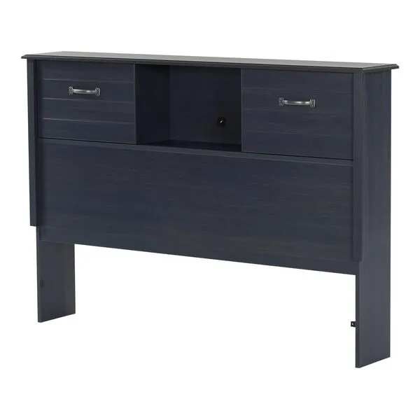 South Shore Ulysses Bookcase Headboard with Doors, Full, Blueberry