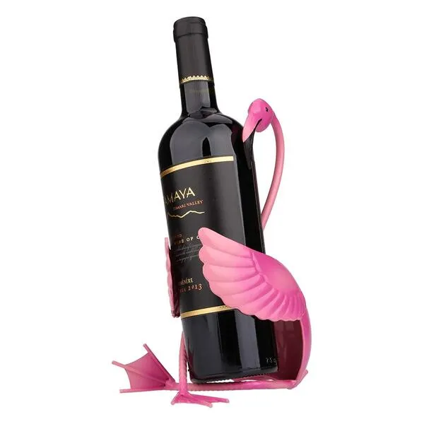 Tooarts Flamingo Wine Holder Wine Shelf Metal Sculpture Home Crafts Decoration