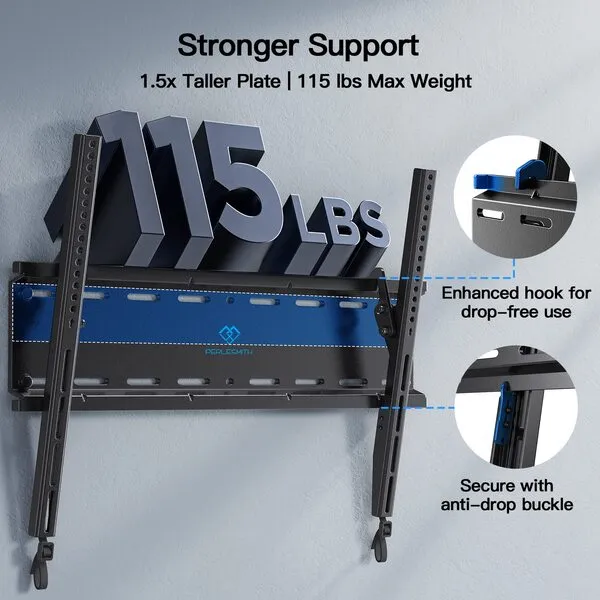 PERLESMITH Tilting TV Wall Mount Bracket Low Profile for Most 23-60 inch LED LCD OLED, Plasma Flat Screen TVs with VESA 400x400mm Weight up to 115lbs, Fits 16\