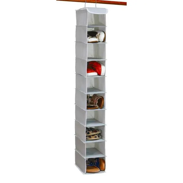 Simple Houseware 10 Shelves Hanging Shoes Organizer Holder for Closet, Grey