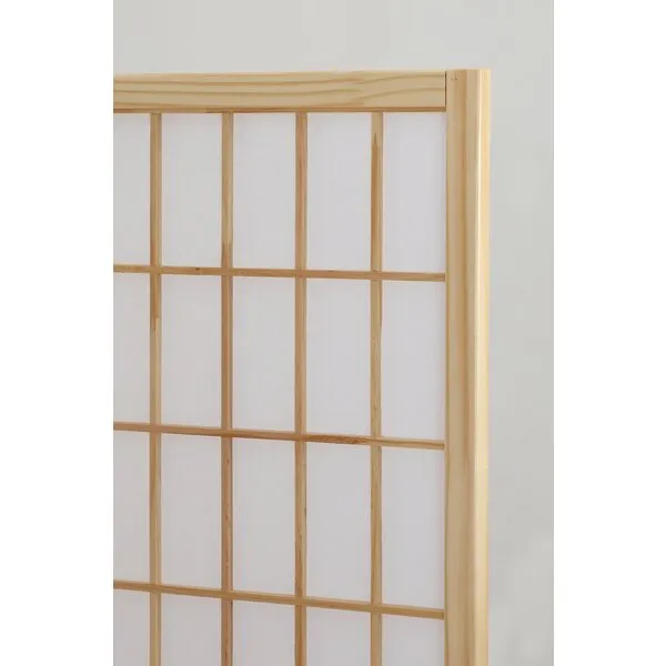 Roundhill Furniture Oriental Shoji 4 Panel Screen Room Divider, Natual