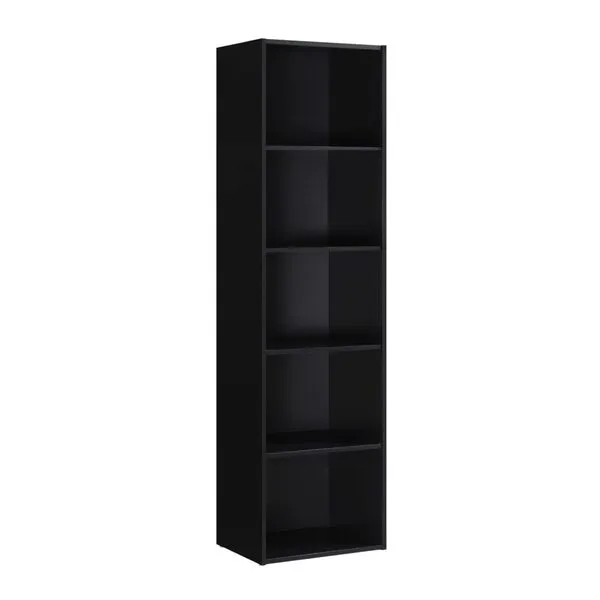 Hodedah Import 5 Shelf Bookcase, Black