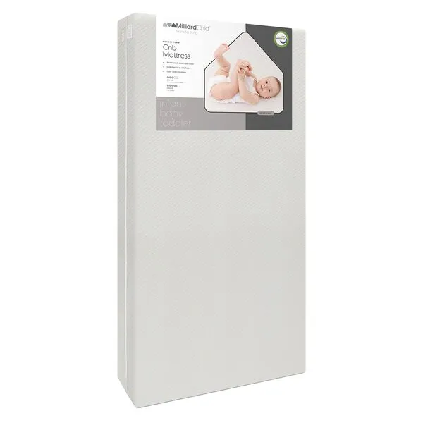Milliard Premium Memory Foam Infant Crib Mattress and Toddler Bed Mattress with Waterproof Cover, Flip Dual Stage System, Made in The USA, 2024 Edition -27.5x52x5.5 in.