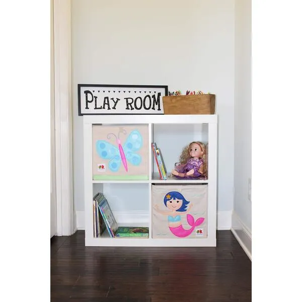 Wildkin Kids 13 Inch Storage Cube for Boys and Girls, Perfect Use in Your Child\'s Bedroom or Playroom, Storage Cubes Helps Keep Toys, Games, Books and Art Supplies Organized, Olive Kids (Butterflies)