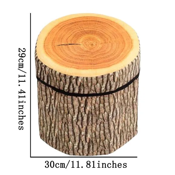 BIBITIME 3D Creative Tree Stump Storage Ottomans Clothing Box Chests Folding Stool with Lid, 11.81x11.41