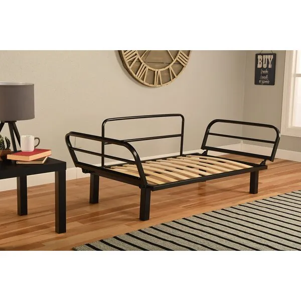 Best Futon Lounger - Frame ONLY - Sit Lounge Sleep - Small Furniture for College Dorm, Bedroom Studio Apartment Guest Room Covered Patio Porch