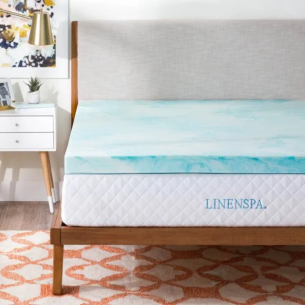 LINENSPA 3 Inch Gel Swirl Memory Foam Mattress Topper – Cooling Gel Infused – Pressure Relieving – CertiPUR Certified - Full