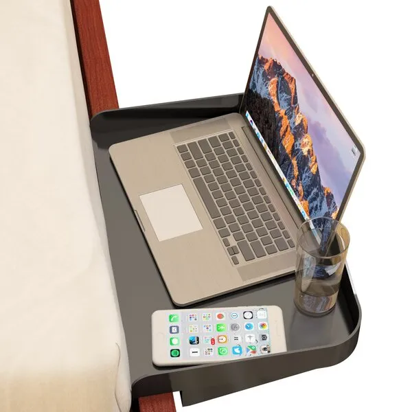 Bedside Shelf for Bunk Beds, Lofts & Bed Frames - Heavy Duty Storage Tray Fits Laptops, Book & Drinks - Great for Students College Dorm Room & Kids Bedroom to Replace Nightstand (Black)