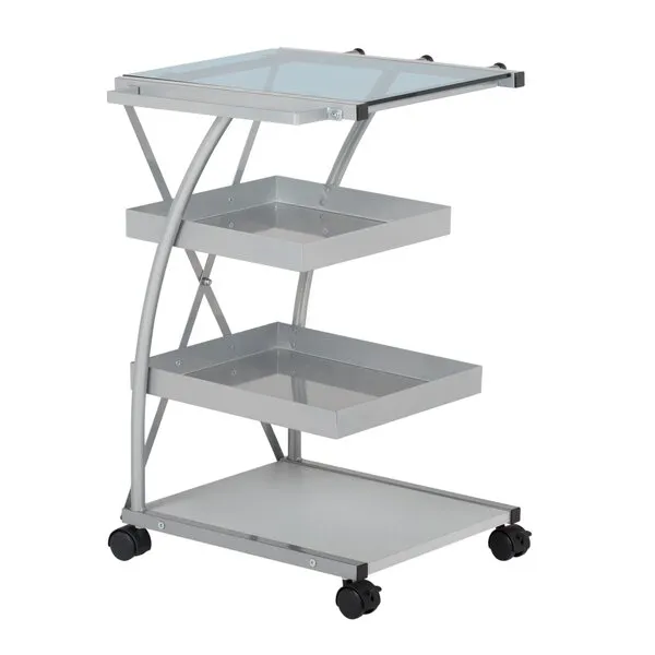 SD STUDIO DESIGNS Modern Triflex Mobile Storage Taboret for Arts and Crafts Silver 18.5