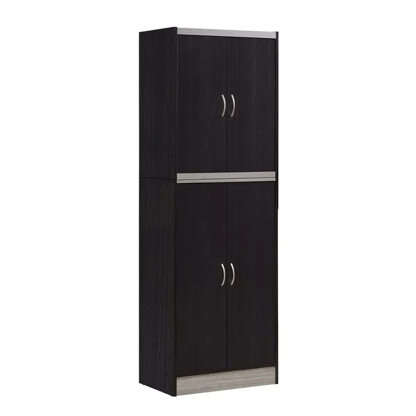 Hodedah 4 Door Kitchen Pantry with Four Shelves, Chocolate
