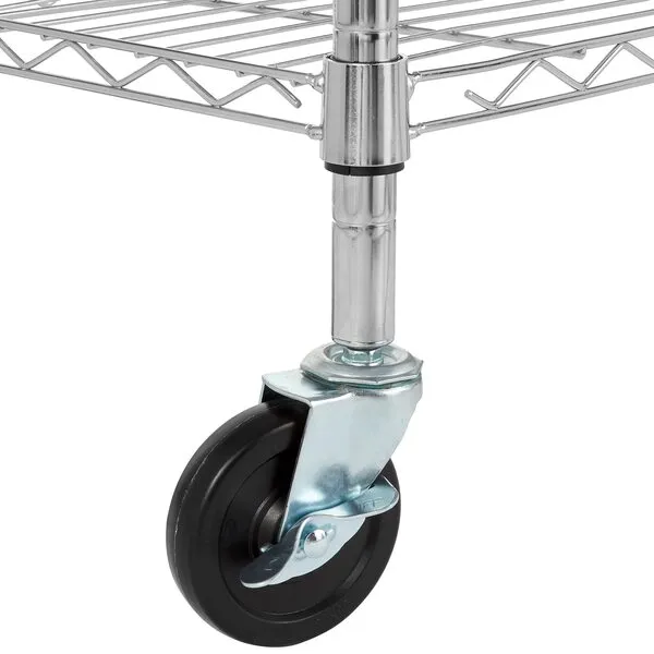 Amazon Basics Kitchen Storage Microwave Rack Cart on Caster Wheels with Adjustable Shelves, 175 Pound Capacity, 21 x 15 x 36.7 inches (LxWxH), Wood/Chrome
