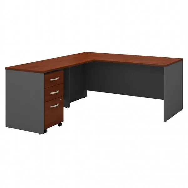 Bush Business Furniture Series C 66W L Shaped Desk with 48W Return and Mobile File Cabinet in Hansen Cherry, Corner Computer Table for Home or Professional Office