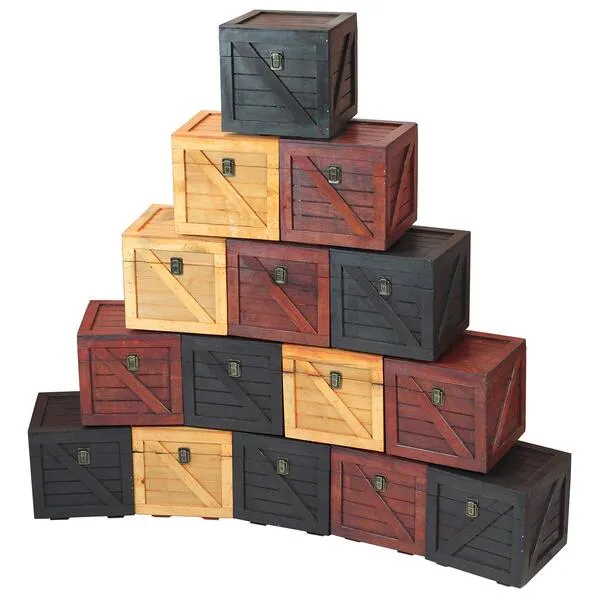 Vintiquewise Wooden Stackable Lidded Crate (Light Brown)