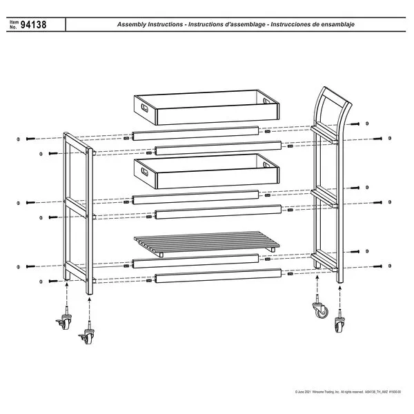 Winsome 3-Shelf Wood Mobile Serving Cart with Lockable Wheels, Walnut (94138)