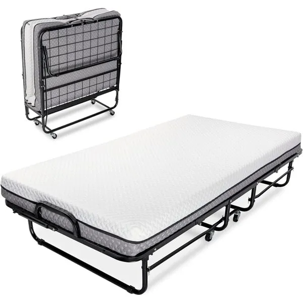 Milliard Deluxe Diplomat Folding Bed – Twin Size - with Luxurious Memory Foam Mattress and a Super Strong Sturdy Frame – 75” x 38