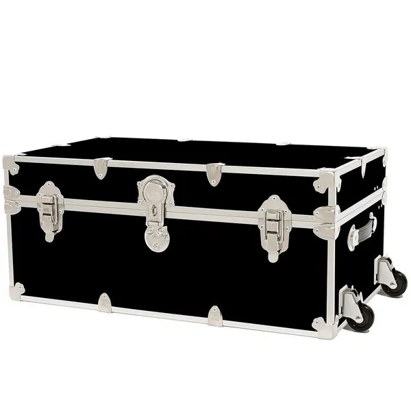 Rhino Trunk & Case Large Armor College Trunk with Removeable Wheels, Secure Dorm Storage Chest, Ideal Footlocker for Students, Strong Trunks 1000+ Pounds Sitting Capacity 32