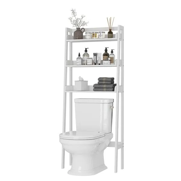 UTEX Over The Toilet Storage Shelf, 3-Tier Over Toilet Bathroom Organizer, Above Toilet Shelves Rack (White)