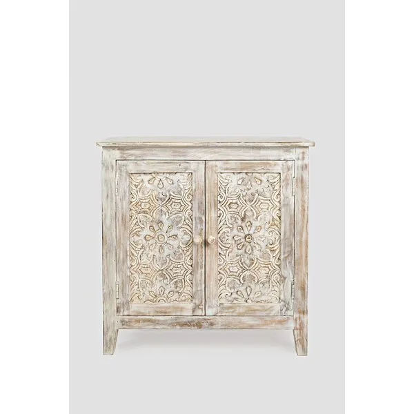 Jofran Inc. Global Archive Solid Mango Wood Hand Carved Accent Chest