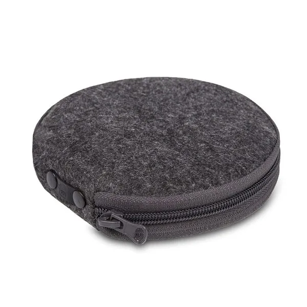 ELEZAY Small CD Case Round Felt 20 Capacity CDs Storage Wallet DVD Disc Holder Compact,Gray