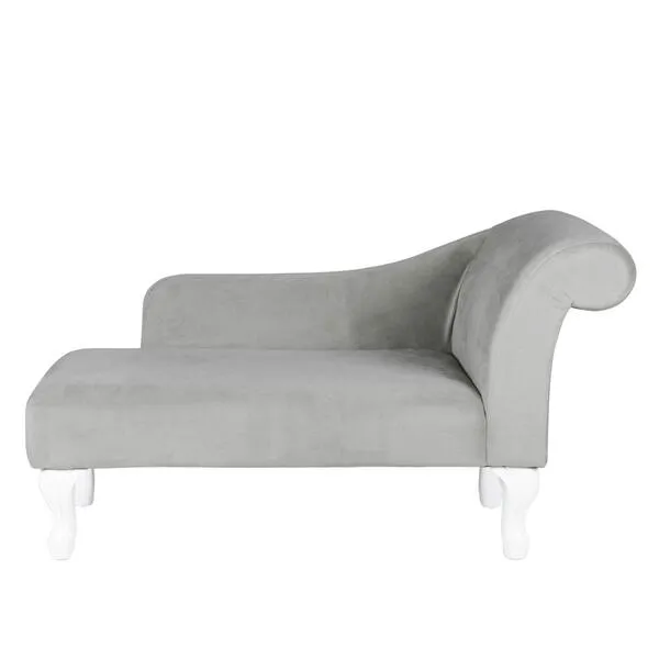 HomePop Youth Chaise Lounge, Gray Velvet