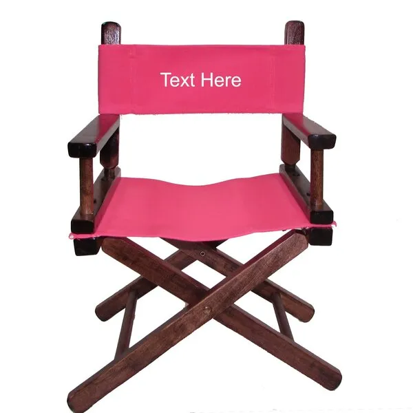 TLT Personalized Embroidered Walnut Frame Toddler\'s Directors Chair by Gold Medal - Pink Canvas