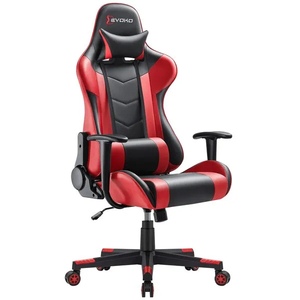 Devoko Ergonomic Gaming Chair Racing Style Adjustable Height High-Back PC Computer Chair with Headrest and Lumbar Support Executive Office Chair (Black/Red)