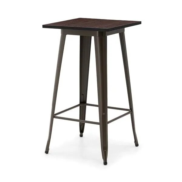 Glitzhome Rustic Square Metal Wood Bar Table Bistro Pub Dining Room Sturdy Frame Pub Tables Height 41.25 Inch
