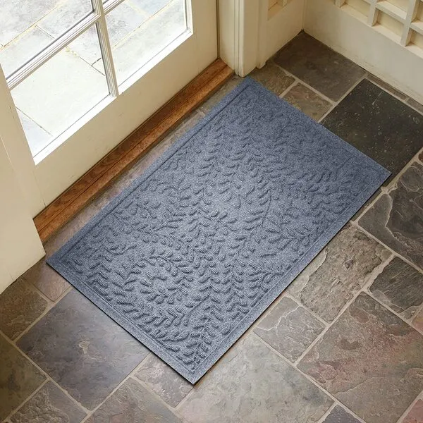Bungalow Flooring Waterhog Door Mat, 2' x 3' Made in USA, Durable and Decorative Floor Covering, Skid Resistant, Indoor/Outdoor, Water-Trapping, Boxwood Collection, Bluestone