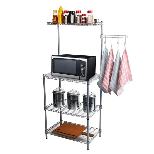 Mind Reader Microwave Rack with Storage, Bakers Rack, Utility Shelf, Kitchen, Metal, 21.25